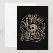 Invitation Rockabilly Jamais Meurt Barber Skull Rocker (Devant / Derrière)