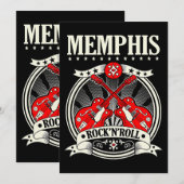 Invitation Rockabilly Style Memphis Cadeaux Retro Musique cou (Devant / Derrière)