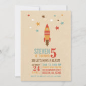 Invitation Rocket and Stars Thème spatial Anniversaire (Devant)