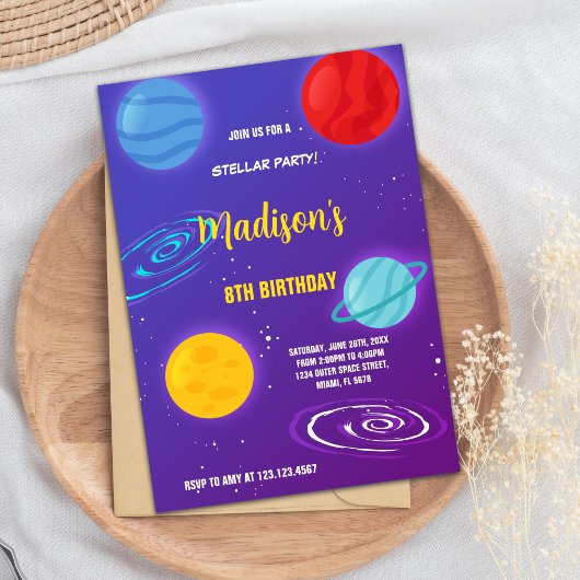 Invitation Rocket & Galaxy Thème pour enfants
