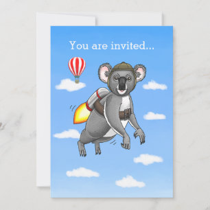 Invitation Rocket Koala Bear