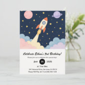 Invitation Rocket Launch & Starry Night Sky Birthday (Debout devant)