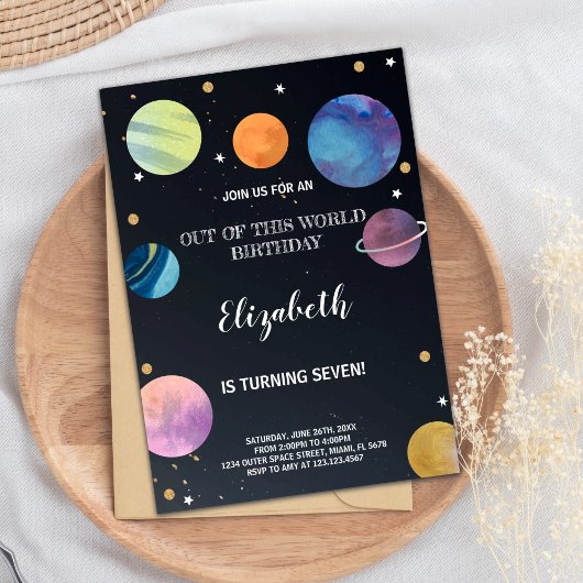 Invitation Rocket & Planet Galaxy Thème pour enfants