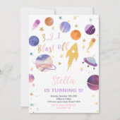 Invitation Rocket & Planet Galaxy Thème pour enfants (Devant)