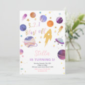 Invitation Rocket & Planet Galaxy Thème pour enfants (Debout devant)