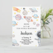 Invitation Rocket & Planètes Galaxy Thème pour enfants (Debout devant)