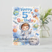 Invitation Rocket ship birthday Space Planets Boy Stars (Debout devant)