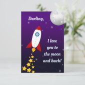 Invitation Rocket Ship Love You to the Moon Card (Debout devant)