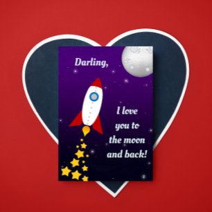 Invitation Rocket Ship Love You to the Moon Card