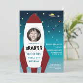 Invitation Rocket Ship Out of this World photo Anniversaire (Debout devant)