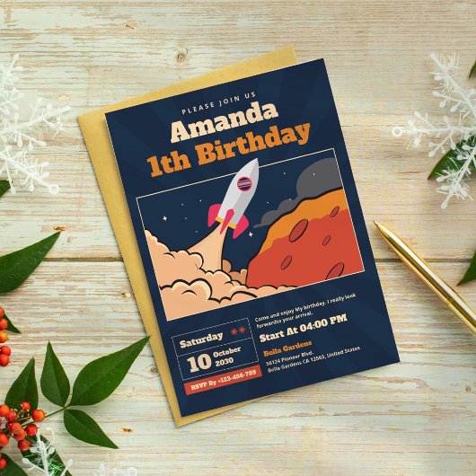 Invitation Rocket Ship Space Adventure Anniversaire Invitatio