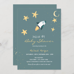 Invitation Rocket Stars Drive Par Baby shower