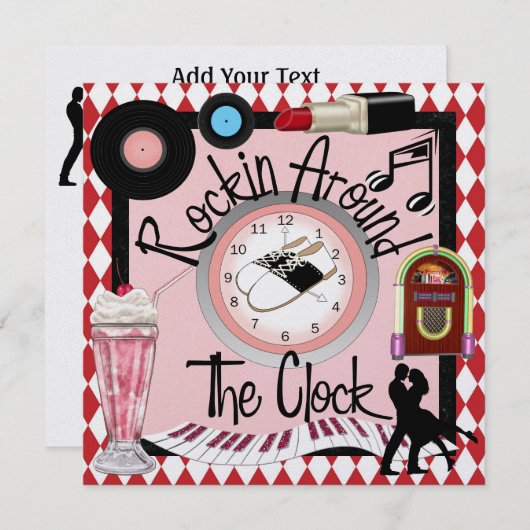 Invitation Rockin' Around the Clock Party - SRF (Devant / Derrière)
