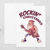 Invitation Rockin Christmas, Père Noël rocking avec guitare (Devant / Derrière)