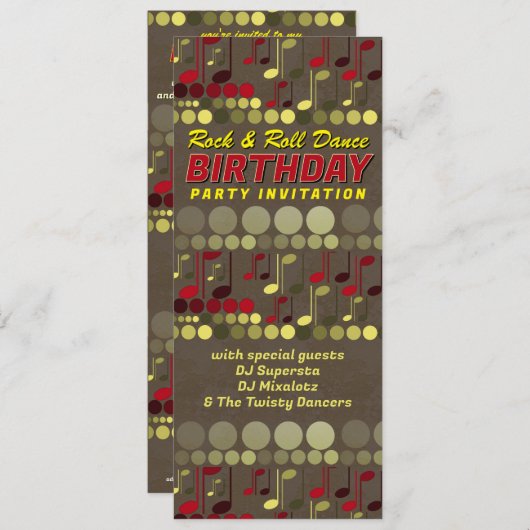 Invitation Rockin' Retro Disco Music Thème Anniversaire (Devant / Derrière)