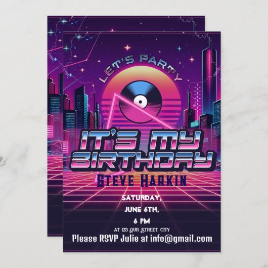 Invitation Rockin Vaporwave (Devant / Derrière)