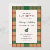 Invitation Rocking Horse Holiday Plaid Baby Shower  (Devant)