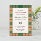 Invitation Rocking Horse Holiday Plaid Baby Shower  (Debout devant)