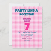 Invitation Rock'n'Roll Guitare Musicale Anniversaire Fille Ro (Dos)