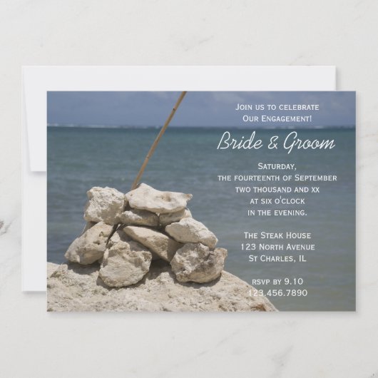 Invitation Rocks on Beach Engagement Party (Devant)