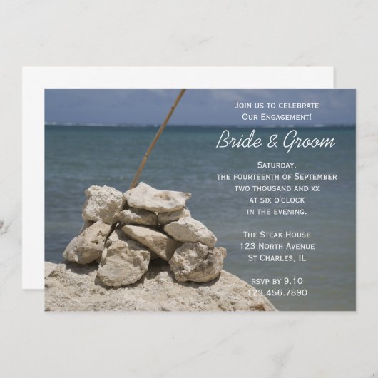 Invitation Rocks on Beach Engagement Party (Devant / Derrière)