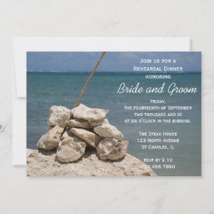 Invitation Rocks on Beach Wedding Rehearsal Dinner