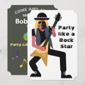 Invitation 🎸 🤣 Rockstar 50th Hommes Anniversaire drôle Blag (Devant / Derrière)