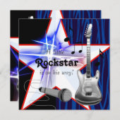 Invitation Rockstar Baby Boy Douche (Devant / Derrière)