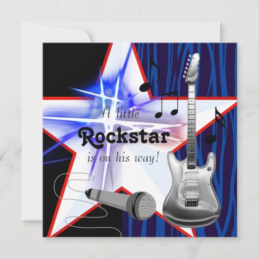 Invitation Rockstar Baby Boy Douche (Devant)