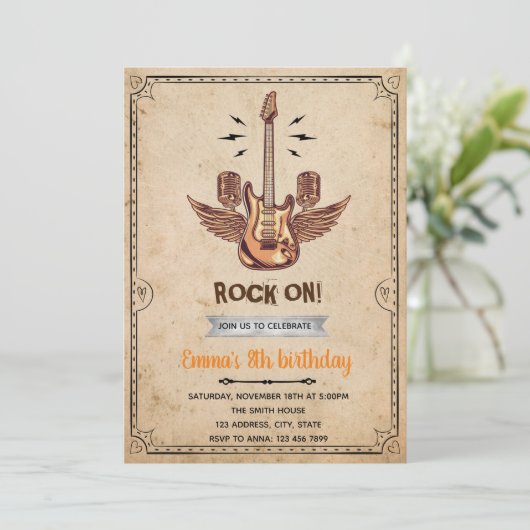 Invitation rockstar de style rétro (Debout devant)