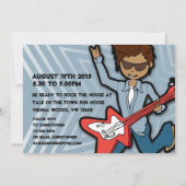 Invitation Rockstar garçon 10e anniversaire orange bleu invit (Dos)