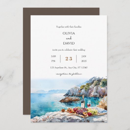 Invitation Rocky Cove Turquoise Waters pique-nique Plage Mari (Devant / Derrière)