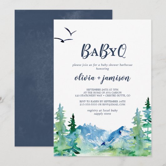Invitation Rocky Mountain Baby Q Baby shower (Devant / Derrière)