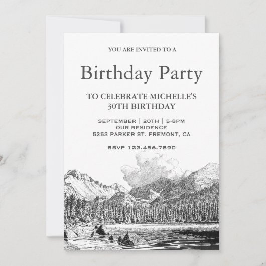 Invitation Rocky Mountain Sketch fête d'anniversaire (Devant)