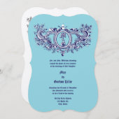 Invitation Rococo Baroque Cartouche Flaming Coeurs & Oiseaux (Devant / Derrière)
