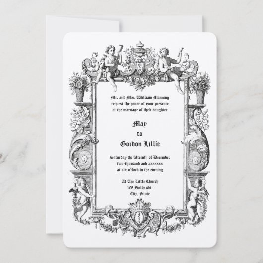 Invitation Rococo baroque Cherubs 17ème siècle Frame Border (Devant)