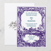 Invitation Rococo Baroque Cherubs Mariage Floral (Devant / Derrière)