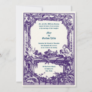 Invitation Rococo Baroque Cherubs Mariage Floral