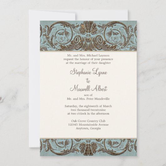Invitation Rococo baroque d'or Vintage (Devant)