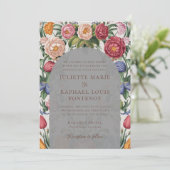 Invitation Rococo Baroque Floral tout en un Mariage (Debout devant)