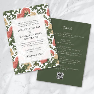 Invitation Rococo Baroque Floral tout en un Mariage