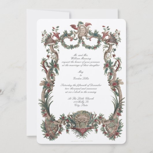 Invitation Rococo baroque François Boucher Cartouche Mariage (Devant)