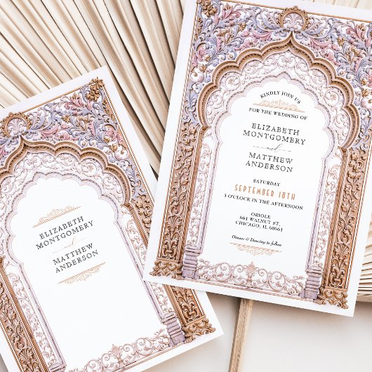 Invitation Rococo Baroque Gold Arch Mariage Ornate détails