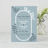 Invitation Rococo Bleu Mariage Simple Enregistrer La Date (Debout devant)