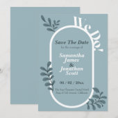 Invitation Rococo Bleu Mariage Simple Enregistrer La Date (Devant / Derrière)