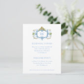 Invitation Rococo Blue Monogram Crest Rehearsal Dinner (Debout devant)