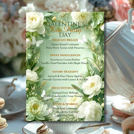 Invitation Rococo Butterfly Garden Galentine Tea Party Menu