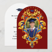 Invitation Rococo Cartouche Photo Template Graduation (Devant / Derrière)