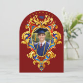 Invitation Rococo Cartouche Photo Template Graduation (Debout devant)