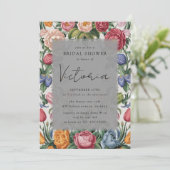 Invitation Rococo Fête des mariées Florale baroque (Debout devant)